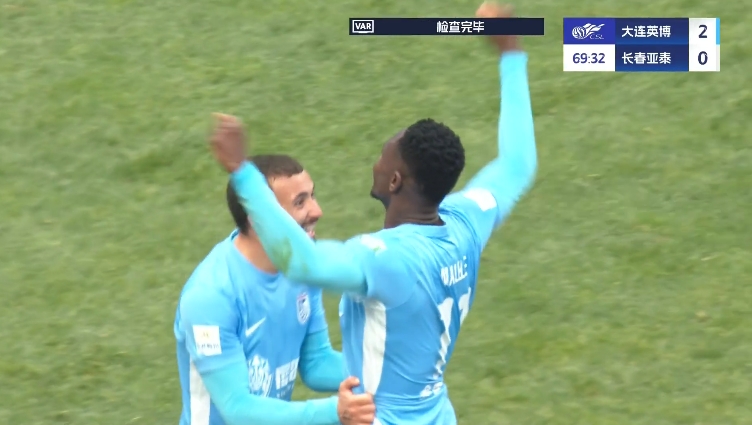 馬萊萊大連處子球！呂焯毅助攻馬萊萊破門，大連英博2-0亞泰